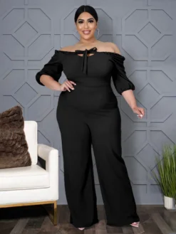 Plus Size Solid Wide Leg Women Jumpsuit -Bambam Clothing Shop P 20210717111928031 631