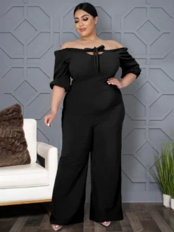 Plus Size Solid Wide Leg Women Jumpsuit -Bambam Clothing Shop P 20210717111935083 192