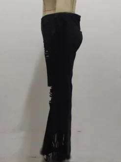 Plus Size Versatile Black Hollow Out Bootcut Jeans -Bambam Clothing Shop P 20210802143353843 877