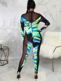 Sexy Nightclub Wear Stretch Gauze Skinny Jumpsuit -Bambam Clothing Shop P 20210812155049871 208