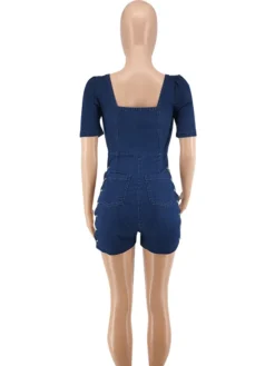 Stylish Hollow Out Square Neck Zipper Romper -Bambam Clothing Shop P 20210913112607327 220