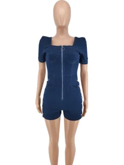 Stylish Hollow Out Square Neck Zipper Romper -Bambam Clothing Shop P 20210913112609517 348