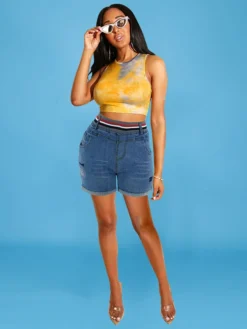 Fashion Mid Waist Casual Stretchable Short Pants