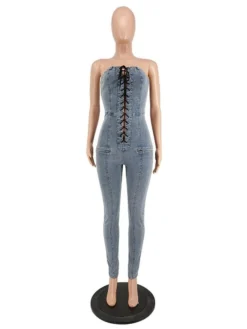 Sexy Off Shoulder Strapless Tie Wrap Jumpsuits -Bambam Clothing Shop P 20211110153434064 135