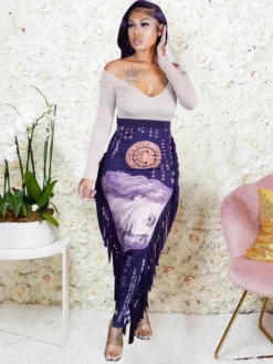 Chic Dollars Printing Tassel Maxi Skirts -Bambam Clothing Shop P 20211112151446182 955