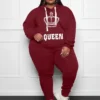 Casual Printed Hoodie Plus Size 2 Piece Sets