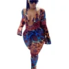 Flare Sleeve Leopard Print Plus Size Jumpsuit Sets