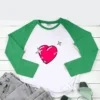 Lovely Heart Print Long Sleeve Black T-Shirts