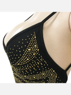 Sexy V Neck Hot Drilling Zipper Sleeveless Jumpsuits -Bambam Clothing Shop P 20220219141751909 463