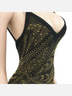 Sexy V Neck Hot Drilling Zipper Sleeveless Jumpsuits -Bambam Clothing Shop P 20220219141753247 697