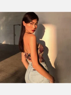 Jacquard Weave Flower Strapless Womens Cami -Bambam Clothing Shop P 20220305135909958 887