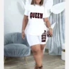 Leisure Time Letter Short Sleeve Shorts Set