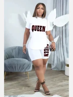 Leisure Time Letter Short Sleeve Shorts Set