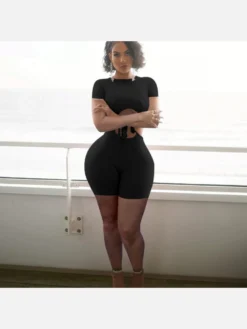 Sexy Hollow Out Short Sleeve Romper