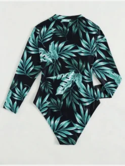 Sexy Printed V-neck Long Sleeve Swimsuit -Bambam Clothing Shop P 20220319161953377 821