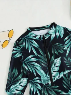 Sexy Printed V-neck Long Sleeve Swimsuit -Bambam Clothing Shop P 20220319161955607 573