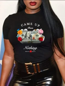 Funny Black Summer Plus Size Graphic T Shirts