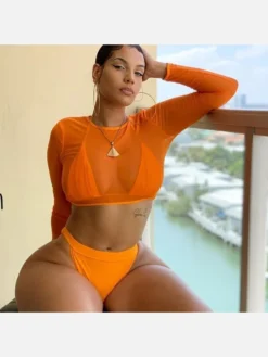 Pure Color Beach Three-Piece Bikini Sets