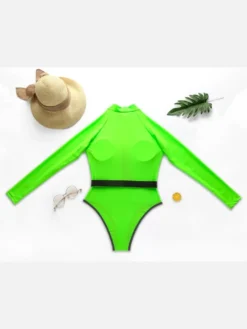 Fashion Long Sleeve Patchowrk Zipper Bodysuit -Bambam Clothing Shop P 20220323134208038 721