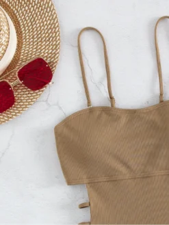 Spaghetti Straps Solid Hollow Out One Piece Swimsuits -Bambam Clothing Shop P 20220406105339339 425