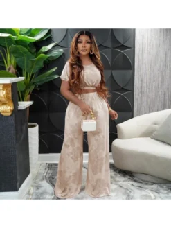 Fashion Short Sleeve Two-piece Trouser Suits