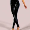 Pure Color Glossy Leather Cropped Leggings For Women