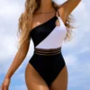 Sexy Contrast Color Hollowed Out Women's One-piece Bikini
