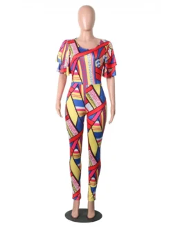 Casual Fashion Printing Short Sleeve Jumpsuit For Women -Bambam Clothing Shop P 20220516104039579 435