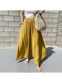 Casual Solid Wide Leg Long Pant Trousers For Women -Bambam Clothing Shop P 20220517172942816 501