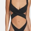 Sexy Pure Color Hollowed Out Crisscross Women's One-piece Swimwear