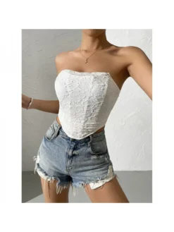 Nightclub Lace Backless Pure Color Strapless Camisoles -Bambam Clothing Shop P 20220602102943369 211