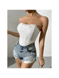 Nightclub Lace Backless Pure Color Strapless Camisoles -Bambam Clothing Shop P 20220602102945723 104