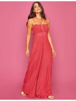 Fashion Backless Pure Color Jumpsuit