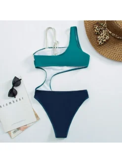 Fashion Contrast Color Hollowed Out Women's One-pieces -Bambam Clothing Shop P 20220622140855310 353