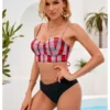 Sexy Plaid Patchwork Bikini Set