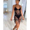 Sexy Seaside Halter Hollowed Out Tassels Swimsuit
