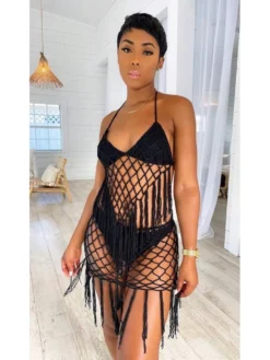 Sexy Seaside Halter Hollowed Out Tassels Swimsuit -Bambam Clothing Shop P 20220822142616209 452