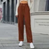 Casual Corduroy Elastic Pure Color Women's Long Pants