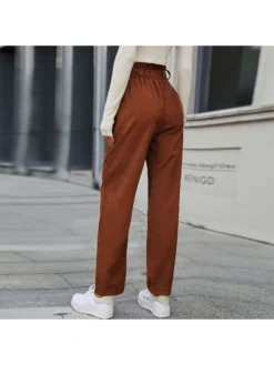 Casual Corduroy Elastic Pure Color Women's Long Pants -Bambam Clothing Shop P 20220824152253500 580