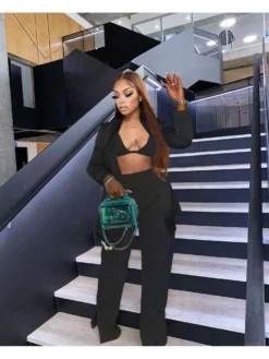 Casual Pure Color Women's Three-Piece Suit