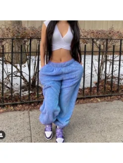 Casual Pure Color Plush Women's Long Pants