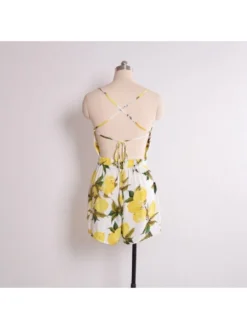 Holiday V Neck Hollowed Out Lace Up Rompers -Bambam Clothing Shop P 20220929121003308 522