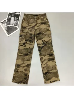 Street Camouflage Straight Leg Cargo Jeans For Women -Bambam Clothing Shop P 20221024163914186 217