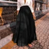 Casual Loose Solid Pleated Maxi Skirts