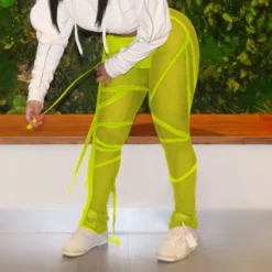 See Through Bandage Sports Long Pants For Women -Bambam Clothing Shop P 20221123095032326 995