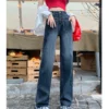 Designer Straight Leg Tassels Blue Jeans