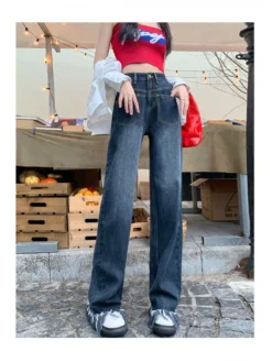 Designer Straight Leg Tassels Blue Jeans