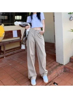 Casual Versatile Khaki Loose Women's Denim Jeans -Bambam Clothing Shop P 20230204100154257 417