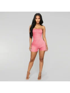 Plain Strapless Skinny Women Rompers