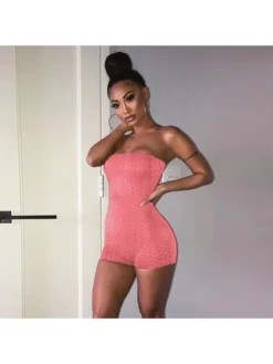 Plain Strapless Skinny Women Rompers -Bambam Clothing Shop P 20230208120015626 188
